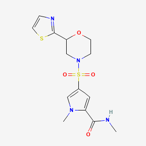 molecular formula C14H18N4O4S2 B7061425 N,1-dimethyl-4-[2-(1,3-thiazol-2-yl)morpholin-4-yl]sulfonylpyrrole-2-carboxamide 