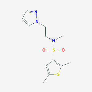 molecular formula C12H17N3O2S2 B7061431 N,2,5-trimethyl-N-(2-pyrazol-1-ylethyl)thiophene-3-sulfonamide 
