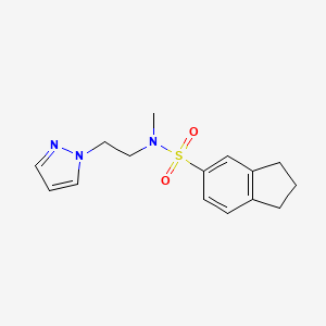 molecular formula C15H19N3O2S B7061447 N-methyl-N-(2-pyrazol-1-ylethyl)-2,3-dihydro-1H-indene-5-sulfonamide 