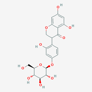 molecular formula C21H22O11 B070615 5,7-dihydroxy-3-[2-hydroxy-4-[(2S,3R,4S,5S,6R)-3,4,5-trihydroxy-6-(hydroxymethyl)oxan-2-yl]oxyphenyl]-2,3-dihydrochromen-4-one CAS No. 160206-04-2
