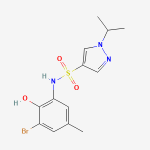 molecular formula C13H16BrN3O3S B7061633 N-(3-bromo-2-hydroxy-5-methylphenyl)-1-propan-2-ylpyrazole-4-sulfonamide 