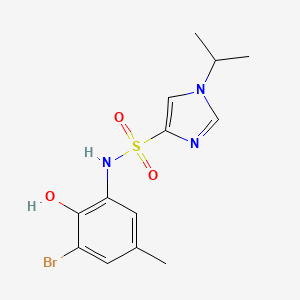 molecular formula C13H16BrN3O3S B7061647 N-(3-bromo-2-hydroxy-5-methylphenyl)-1-propan-2-ylimidazole-4-sulfonamide 