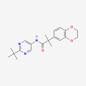 molecular formula C20H25N3O3 B7061660 N-(2-tert-butylpyrimidin-5-yl)-2-(2,3-dihydro-1,4-benzodioxin-6-yl)-2-methylpropanamide 
