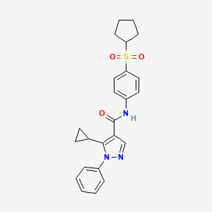 molecular formula C24H25N3O3S B7061798 N-(4-cyclopentylsulfonylphenyl)-5-cyclopropyl-1-phenylpyrazole-4-carboxamide 