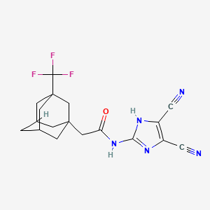 molecular formula C18H18F3N5O B7061869 N-(4,5-dicyano-1H-imidazol-2-yl)-2-[3-(trifluoromethyl)-1-adamantyl]acetamide 