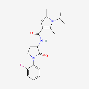 molecular formula C20H24FN3O2 B7062018 N-[1-(2-fluorophenyl)-2-oxopyrrolidin-3-yl]-2,5-dimethyl-1-propan-2-ylpyrrole-3-carboxamide 