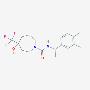 molecular formula C18H25F3N2O2 B7062031 N-[1-(3,4-dimethylphenyl)ethyl]-4-hydroxy-4-(trifluoromethyl)azepane-1-carboxamide 