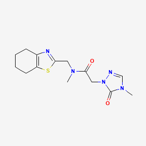 molecular formula C14H19N5O2S B7062038 N-methyl-2-(4-methyl-5-oxo-1,2,4-triazol-1-yl)-N-(4,5,6,7-tetrahydro-1,3-benzothiazol-2-ylmethyl)acetamide 
