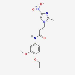 molecular formula C16H20N4O5 B7062045 N-(4-ethoxy-3-methoxyphenyl)-3-(2-methyl-4-nitroimidazol-1-yl)propanamide 