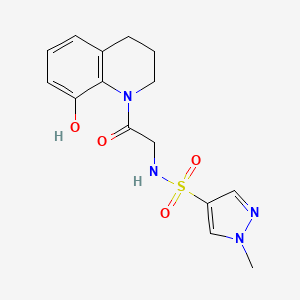 molecular formula C15H18N4O4S B7062089 N-[2-(8-hydroxy-3,4-dihydro-2H-quinolin-1-yl)-2-oxoethyl]-1-methylpyrazole-4-sulfonamide 