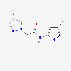 molecular formula C13H18ClN5O B7062201 N-(2-tert-butyl-5-methylpyrazol-3-yl)-2-(4-chloropyrazol-1-yl)acetamide 