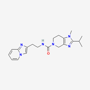 molecular formula C20H26N6O B7062247 N-(2-imidazo[1,2-a]pyridin-2-ylethyl)-1-methyl-2-propan-2-yl-6,7-dihydro-4H-imidazo[4,5-c]pyridine-5-carboxamide 