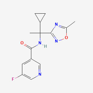 molecular formula C14H15FN4O2 B7062285 N-[1-cyclopropyl-1-(5-methyl-1,2,4-oxadiazol-3-yl)ethyl]-5-fluoropyridine-3-carboxamide 