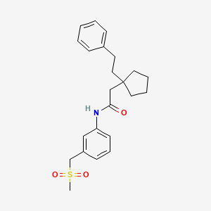 molecular formula C23H29NO3S B7062345 N-[3-(methylsulfonylmethyl)phenyl]-2-[1-(2-phenylethyl)cyclopentyl]acetamide 