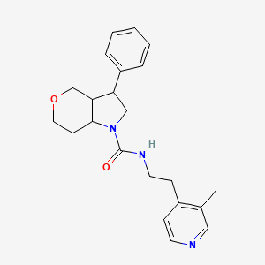 molecular formula C22H27N3O2 B7062631 N-[2-(3-methylpyridin-4-yl)ethyl]-3-phenyl-3,3a,4,6,7,7a-hexahydro-2H-pyrano[4,3-b]pyrrole-1-carboxamide 