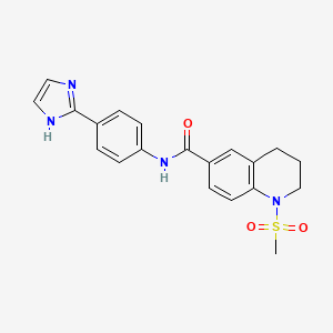 molecular formula C20H20N4O3S B7062764 N-[4-(1H-imidazol-2-yl)phenyl]-1-methylsulfonyl-3,4-dihydro-2H-quinoline-6-carboxamide 