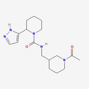 molecular formula C17H27N5O2 B7062834 N-[(1-acetylpiperidin-3-yl)methyl]-2-(1H-pyrazol-5-yl)piperidine-1-carboxamide 