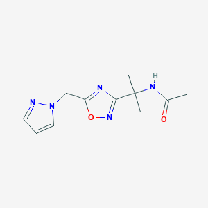 molecular formula C11H15N5O2 B7062903 N-[2-[5-(pyrazol-1-ylmethyl)-1,2,4-oxadiazol-3-yl]propan-2-yl]acetamide 
