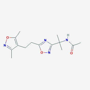 molecular formula C14H20N4O3 B7062924 N-[2-[5-[2-(3,5-dimethyl-1,2-oxazol-4-yl)ethyl]-1,2,4-oxadiazol-3-yl]propan-2-yl]acetamide 
