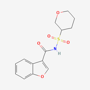 molecular formula C14H15NO5S B7063065 N-(oxan-3-ylsulfonyl)-1-benzofuran-3-carboxamide 