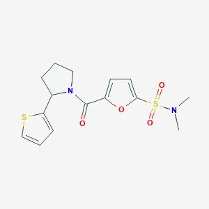 molecular formula C15H18N2O4S2 B7063070 N,N-dimethyl-5-(2-thiophen-2-ylpyrrolidine-1-carbonyl)furan-2-sulfonamide 