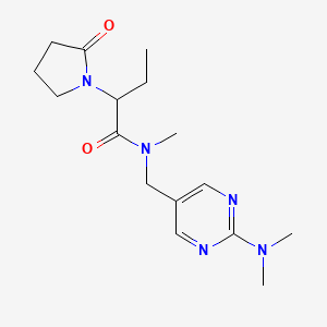 molecular formula C16H25N5O2 B7063117 N-[[2-(dimethylamino)pyrimidin-5-yl]methyl]-N-methyl-2-(2-oxopyrrolidin-1-yl)butanamide 