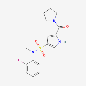 molecular formula C16H18FN3O3S B7063157 N-(2-fluorophenyl)-N-methyl-5-(pyrrolidine-1-carbonyl)-1H-pyrrole-3-sulfonamide 