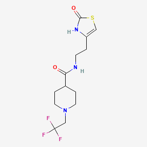 molecular formula C13H18F3N3O2S B7063159 N-[2-(2-oxo-3H-1,3-thiazol-4-yl)ethyl]-1-(2,2,2-trifluoroethyl)piperidine-4-carboxamide 