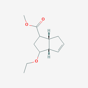 molecular formula C12H18O3 B070632 1-Pentalenecarboxylicacid,3-ethoxy-1,2,3,3a,6,6a-hexahydro-,methylester,(3aR,6aS)-rel-[partial]-(9CI CAS No. 192227-54-6