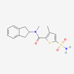 molecular formula C16H18N2O3S2 B7063254 N-(2,3-dihydro-1H-inden-2-yl)-N,3-dimethyl-5-sulfamoylthiophene-2-carboxamide 