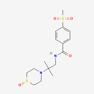 molecular formula C16H24N2O4S2 B7063327 N-[2-methyl-2-(1-oxo-1,4-thiazinan-4-yl)propyl]-4-methylsulfonylbenzamide 