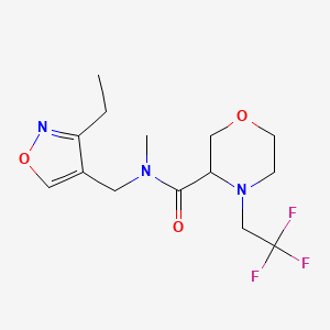 molecular formula C14H20F3N3O3 B7063486 N-[(3-ethyl-1,2-oxazol-4-yl)methyl]-N-methyl-4-(2,2,2-trifluoroethyl)morpholine-3-carboxamide 
