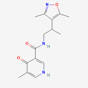molecular formula C15H19N3O3 B7063536 N-[2-(3,5-dimethyl-1,2-oxazol-4-yl)propyl]-5-methyl-4-oxo-1H-pyridine-3-carboxamide 