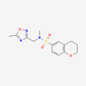 molecular formula C14H17N3O4S B7063555 N-methyl-N-[(5-methyl-1,2,4-oxadiazol-3-yl)methyl]-3,4-dihydro-2H-chromene-6-sulfonamide 