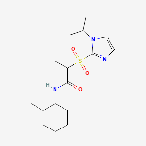 molecular formula C16H27N3O3S B7063600 N-(2-methylcyclohexyl)-2-(1-propan-2-ylimidazol-2-yl)sulfonylpropanamide 