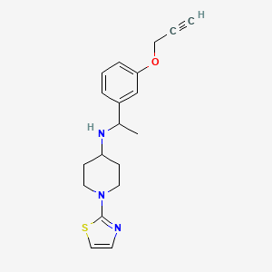 molecular formula C19H23N3OS B7063612 N-[1-(3-prop-2-ynoxyphenyl)ethyl]-1-(1,3-thiazol-2-yl)piperidin-4-amine 