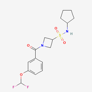 molecular formula C16H20F2N2O4S B7063652 N-cyclopentyl-1-[3-(difluoromethoxy)benzoyl]azetidine-3-sulfonamide 