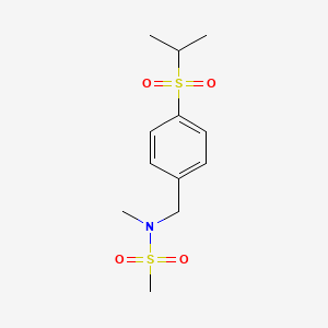 molecular formula C12H19NO4S2 B7063673 N-methyl-N-[(4-propan-2-ylsulfonylphenyl)methyl]methanesulfonamide 