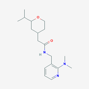 molecular formula C18H29N3O2 B7063687 N-[[2-(dimethylamino)pyridin-3-yl]methyl]-2-(2-propan-2-yloxan-4-yl)acetamide 