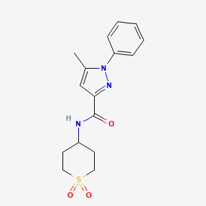 molecular formula C16H19N3O3S B7063723 N-(1,1-dioxothian-4-yl)-5-methyl-1-phenylpyrazole-3-carboxamide 