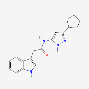 molecular formula C20H24N4O B7063793 N-(5-cyclopentyl-2-methylpyrazol-3-yl)-2-(2-methyl-1H-indol-3-yl)acetamide 