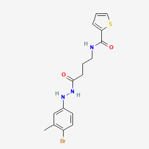molecular formula C16H18BrN3O2S B7063844 N-[4-[2-(4-bromo-3-methylphenyl)hydrazinyl]-4-oxobutyl]thiophene-2-carboxamide 
