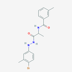 molecular formula C18H20BrN3O2 B7063854 N-[1-[2-(4-bromo-3-methylphenyl)hydrazinyl]-1-oxopropan-2-yl]-3-methylbenzamide 