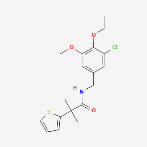 molecular formula C18H22ClNO3S B7063884 N-[(3-chloro-4-ethoxy-5-methoxyphenyl)methyl]-2-methyl-2-thiophen-2-ylpropanamide 