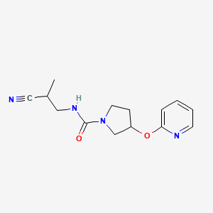 molecular formula C14H18N4O2 B7063889 N-(2-cyanopropyl)-3-pyridin-2-yloxypyrrolidine-1-carboxamide 