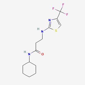 molecular formula C13H18F3N3OS B7063910 N-cyclohexyl-3-[[4-(trifluoromethyl)-1,3-thiazol-2-yl]amino]propanamide 