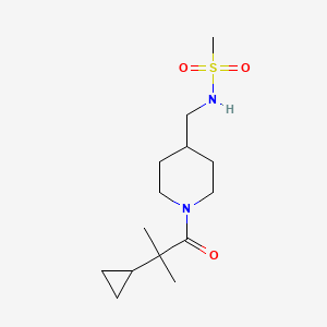 molecular formula C14H26N2O3S B7063917 N-[[1-(2-cyclopropyl-2-methylpropanoyl)piperidin-4-yl]methyl]methanesulfonamide 