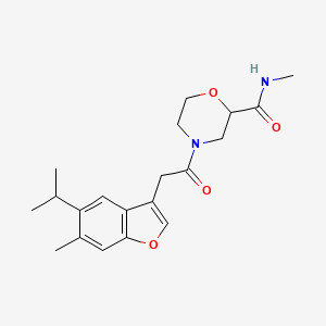 molecular formula C20H26N2O4 B7063936 N-methyl-4-[2-(6-methyl-5-propan-2-yl-1-benzofuran-3-yl)acetyl]morpholine-2-carboxamide 