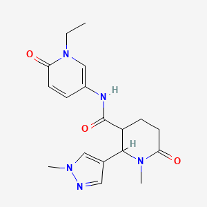 molecular formula C18H23N5O3 B7064014 N-(1-ethyl-6-oxopyridin-3-yl)-1-methyl-2-(1-methylpyrazol-4-yl)-6-oxopiperidine-3-carboxamide 