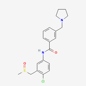 molecular formula C20H23ClN2O2S B7064081 N-[4-chloro-3-(methylsulfinylmethyl)phenyl]-3-(pyrrolidin-1-ylmethyl)benzamide 